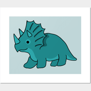 Teal Triceratops Posters and Art